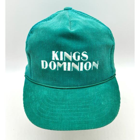 Vintage Kings Dominion Amusement Park Corduroy Hat Cap SnapBack Green Taiwan - Picture 3 of 9